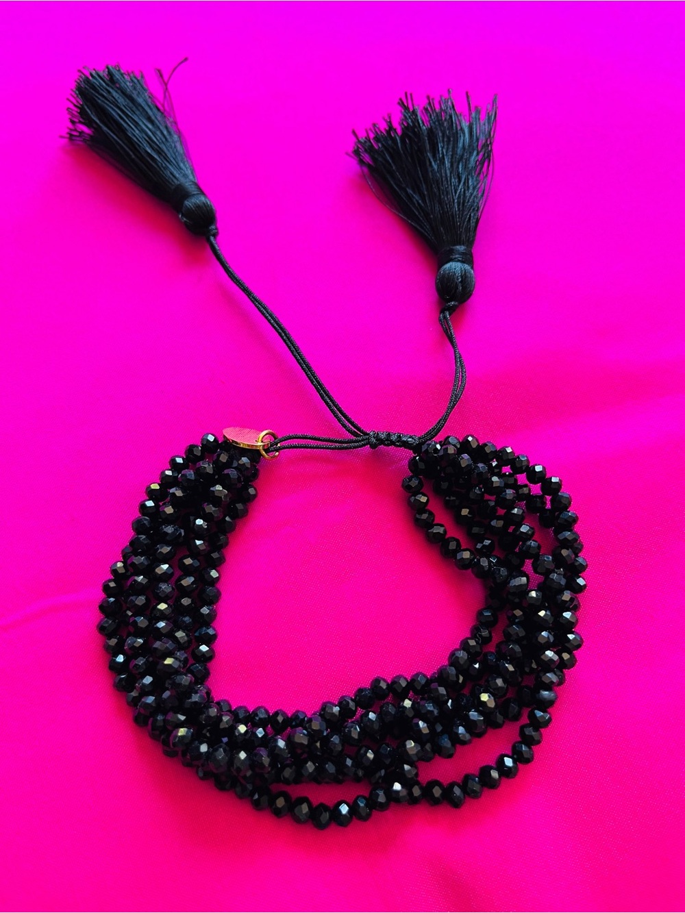 Gorgeous beaded multi strand black tassel bracelet